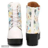 Rodricks Latest Collection, Comfortable & Stylish Synthetic Leather Ankle Length Long Boots for Women's and Girl's White - 40