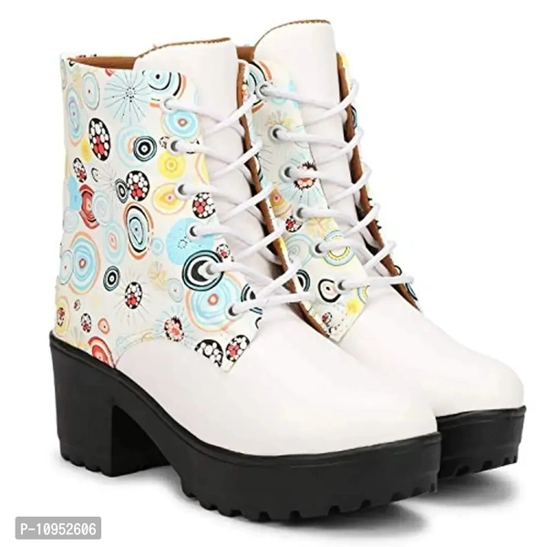 Rodricks Latest Collection, Comfortable & Stylish Synthetic Leather Ankle Length Long Boots for Women's and Girl's White - 40