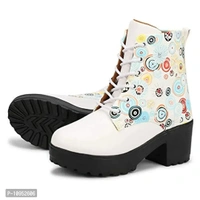 Rodricks Latest Collection, Comfortable & Stylish Synthetic Leather Ankle Length Long Boots for Women's and Girl's White - 40