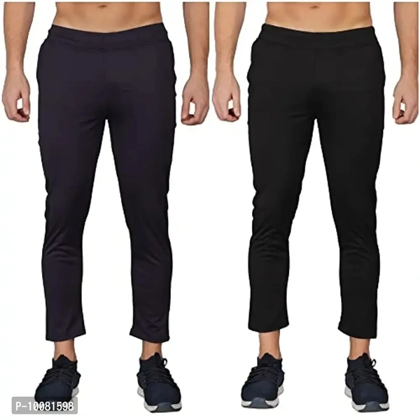 MGrandbear Men's Stretchable Solid Regular Fit Track Pant for Men Pack of 2 (30, Navy- Black) - 34