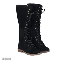 perfect step Women's | Ladies | Females | Girls Comfortable, Fashionable, Synthetic Velvet, Shoes College Wear | Casual Boots (Black) - 7 - 6
