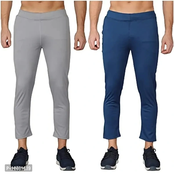 MGrandbear Men's Stretchable Solid Regular Fit Track Pant for Men Pack of 2 (36, Grey-Blue) - 34