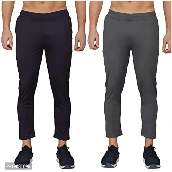 MGrandbear Men's Stretchable Solid Regular Fit Track Pant for Men Pack of 2 (32, Navy-Dark Grey) - 36