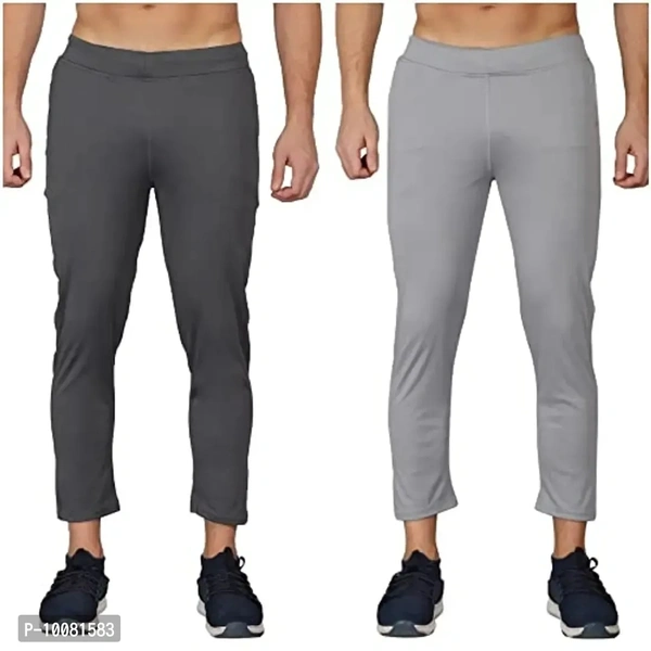 MGrandbear Men's Stretchable Solid Regular Fit Track Pant for Men Pack of 2 (30, Dark Grey-Grey) - 34