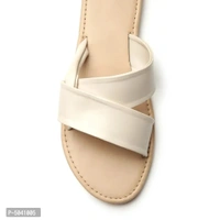Women Stylish Beige Open-Toe Flat Sliders - 38
