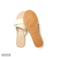 Women Stylish Beige Open-Toe Flat Sliders - 39