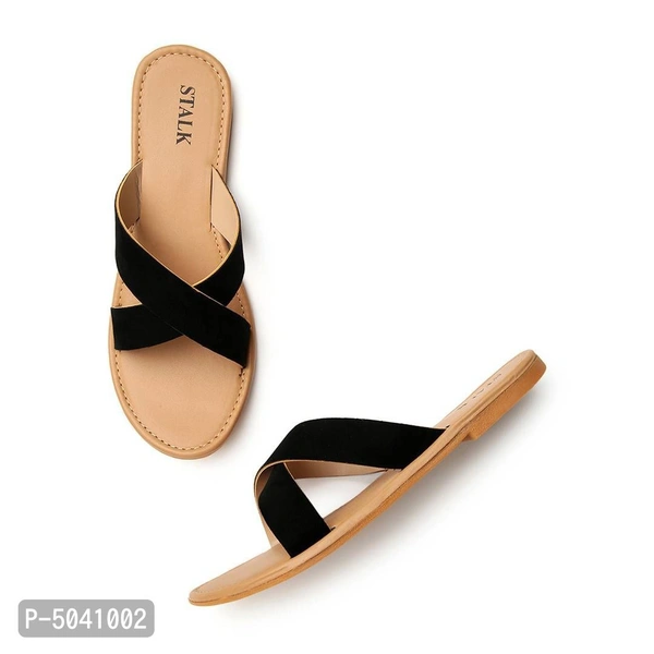 Women Stylish Black Swan Flats - 40