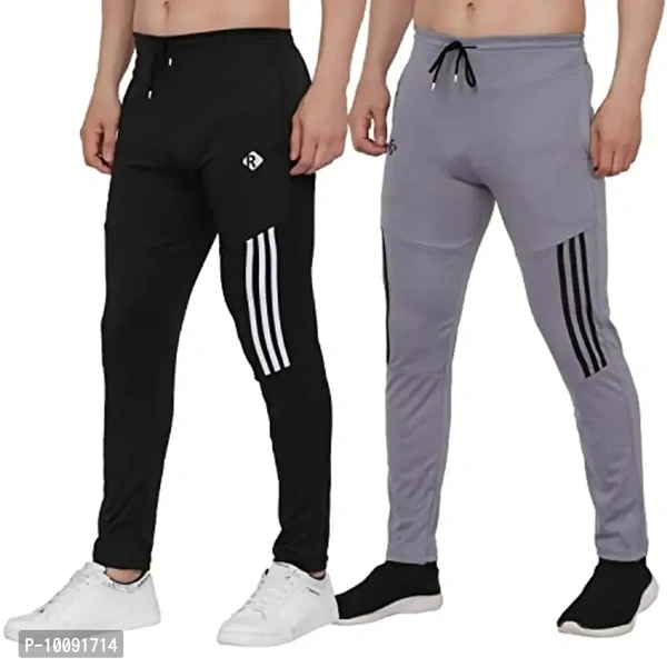 RIKSAW Men's Lycra Blend Track Pants | Pack of 2 Joggers with 2 Side Pockets - XL