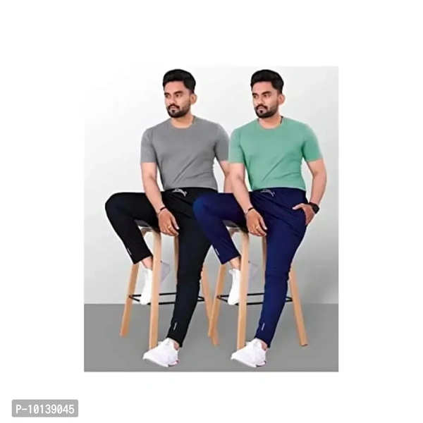 Malakar Men's Track Pants/Joggers (Pack of 2) | Lycra Blend Lowers with 2 Side Pockets - S