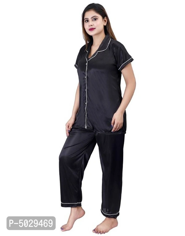 Trendy Satin 4Pcs Night Suit for Women