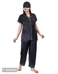Trendy Satin 4Pcs Night Suit for Women