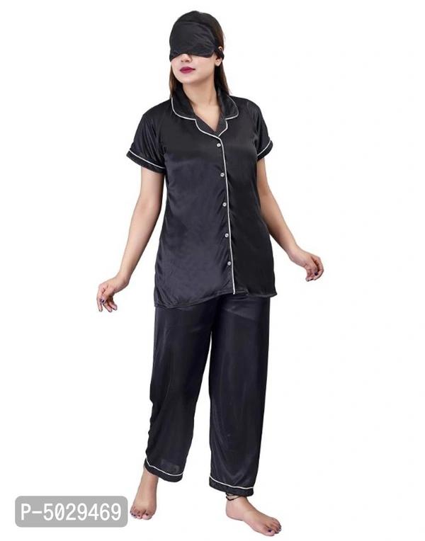 Trendy Satin 4Pcs Night Suit for Women