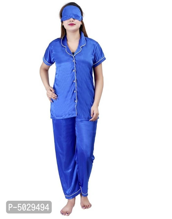 Trendy Satin 4Pcs Night Suit for Women