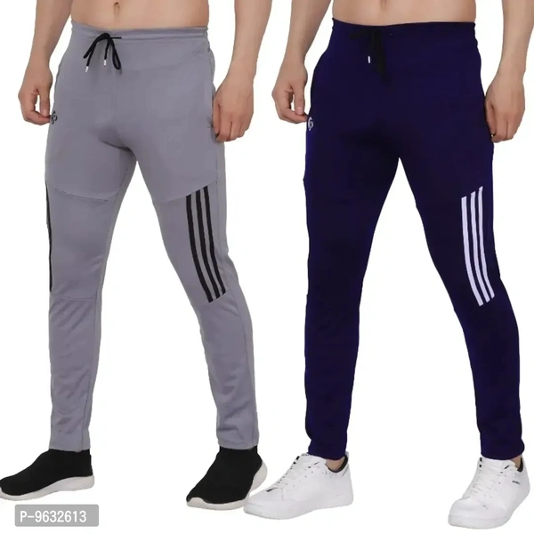 Classic Polyester Solid Track Pants for Men, Pack of 2 - L