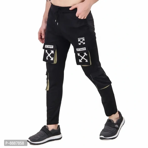 Men Trendy Cotton Drifit Lycra 4Way Trackpant - Black, 32