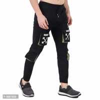 Men Trendy Cotton Drifit Lycra 4Way Trackpant - Black, 36