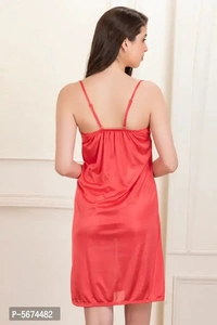 Clovia Short Night Dress Robe Set In Pink - Satin - l