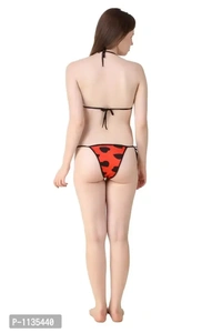 Women's Satin Half Sleeves Rob With Thong Set - M