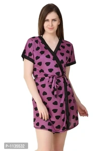 Women's Satin Night Wear With Thong Set - XS