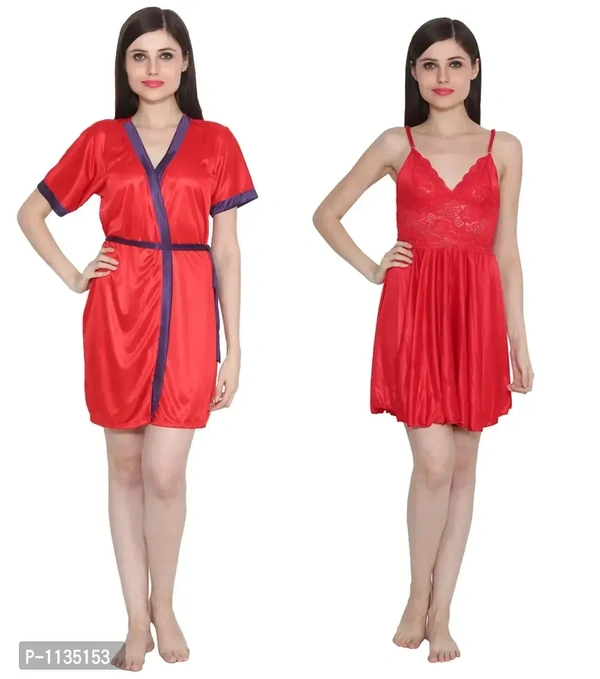 Women's Satin Nightwear Babydoll Dress Pack of 2 - XL