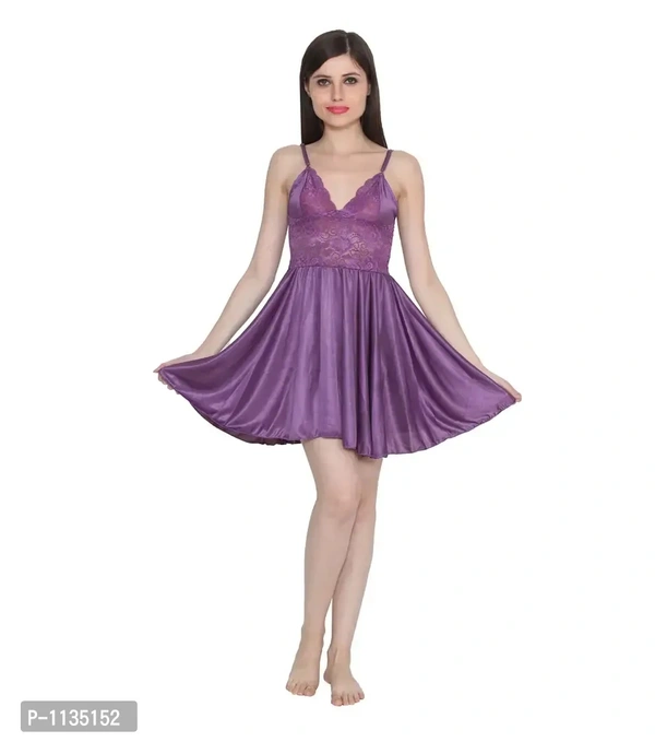 Women's Satin Nightwear Babydoll Dress Pack of 2 - S