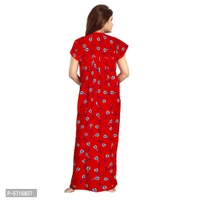 Stylish Cotton Round Neck Short Sleeves Red and Green Floral Print Night Gown For Women ( Pack Of 2 )