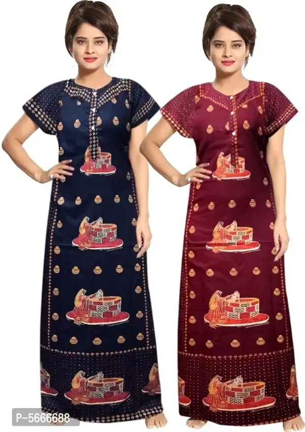 Women's Cotton Printed Nightdress (Pack Of 2) - 2XL