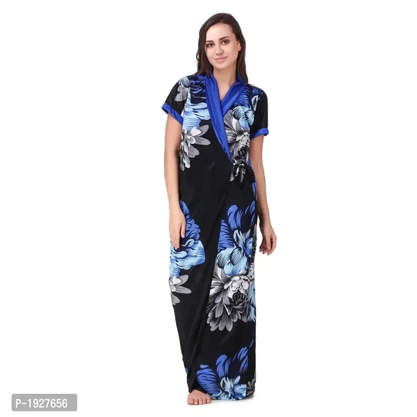 Pack Of 2 Floral Print Satin Robe Gown