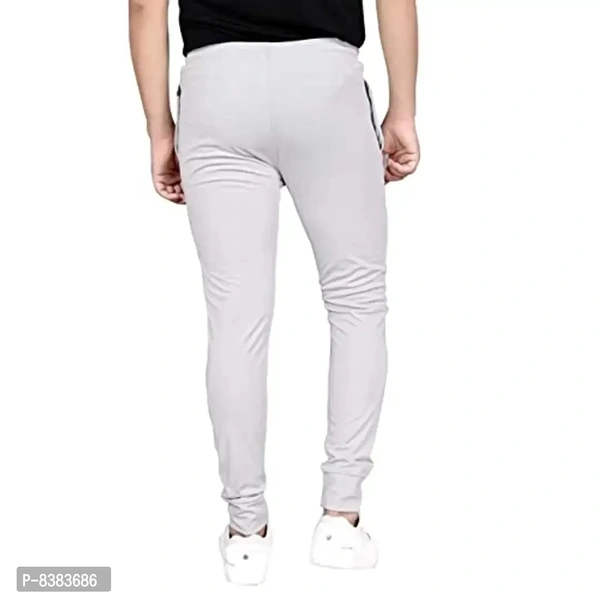 KAFF Men's Slim Fit Polyester Blend Track Pant (4WAY LYCRA BLEND SOLID_Light Grey_XL) - XL