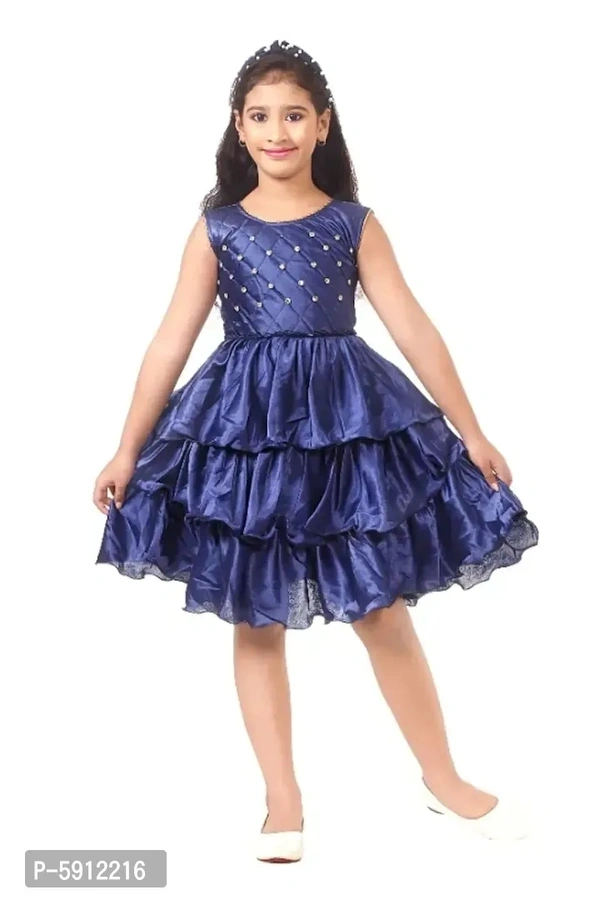 Stone Embellished Navy Blue Frock - 5-6 Years