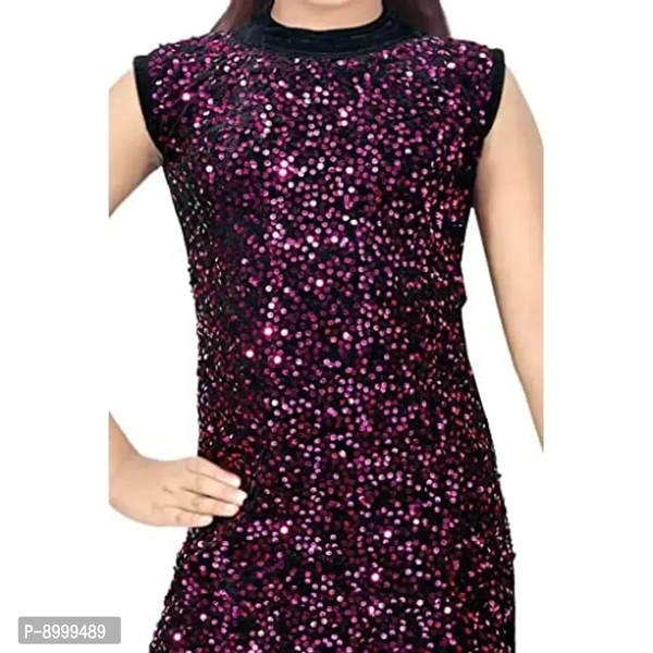 4 YOU DRESSES Beautiful Sparkle Velvet Frock with Bag for Girl - 2-3 Years