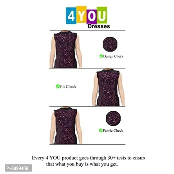 4 YOU DRESSES Beautiful Sparkle Velvet Frock with Bag for Girl - 9- 10 Years