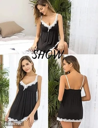 Adorable Women Attractive Baby dolls Dresses Nightwear Sexy Night Dresses Free Size (28 to 36 Inch)