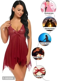 Stylish Net baby doll dress free size