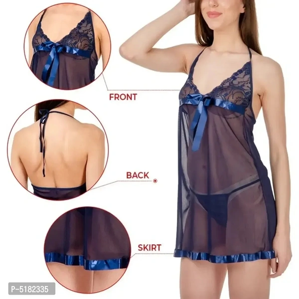 Sexy Babydoll Honeymoon Nighty With G-String Panty for Girls (FREE SIZE)