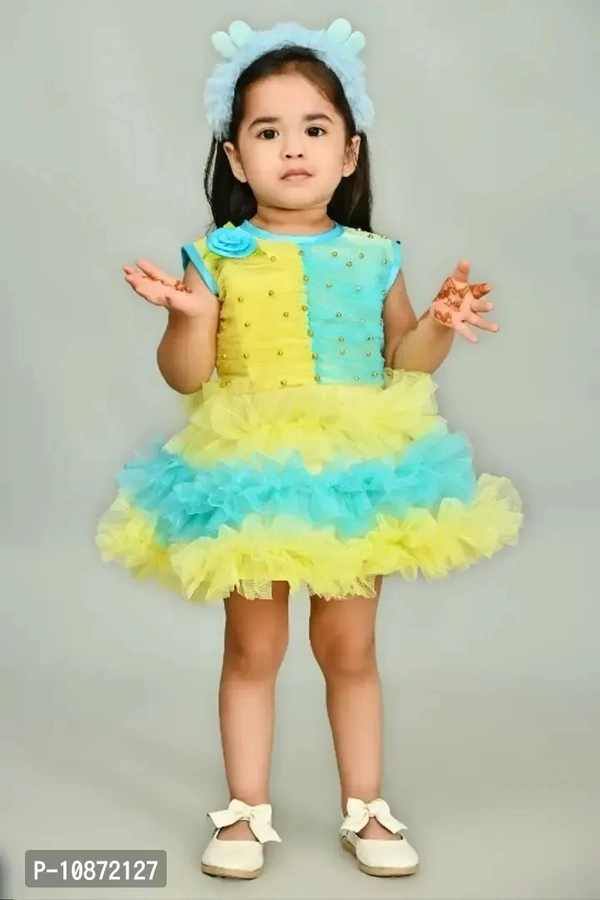 Classic Net Embellished Dress for Kids Girls - 12-18 Months