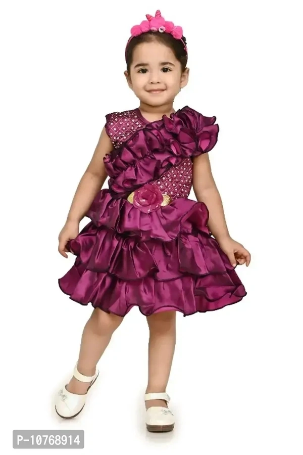 Classic Satin Embellished Dress for Kids Girls - 12-18 Months