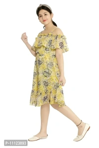 Elegant Georgette Yellow Printed Dress For Girls - 9-10 Years