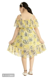 Elegant Georgette Yellow Printed Dress For Girls - 10-11 Years