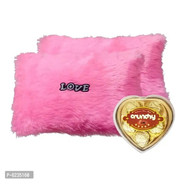 Soft Toy Pillow Pink With Chocolates For Valentine Gifts