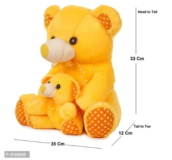 Mother with Baby Teddy Bear Soft/Stuff Toy for lovely kids (Yellow) - 35 cm