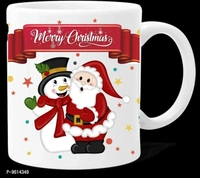 Ceramic White Printed Coffee Mug For Christmas Gift For Couple And Friends