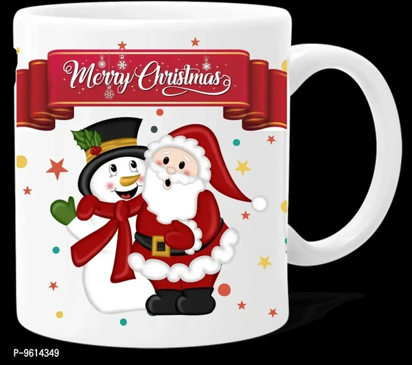 Ceramic White Printed Coffee Mug For Christmas Gift For Couple And Friends