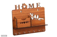 Unique Designer Wood Key Holder Office, Hall, Living Room, Bedroom, Living Room D&eacute;cor Gift, Wooden Key Holder with 7 Hooks Brown