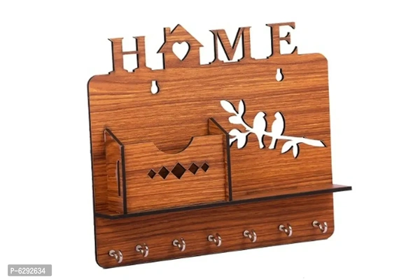 Unique Designer Wood Key Holder Office, Hall, Living Room, Bedroom, Living Room D&eacute;cor Gift, Wooden Key Holder with 7 Hooks Brown