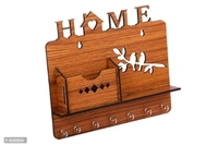 Unique Designer Wood Key Holder Office, Hall, Living Room, Bedroom, Living Room D&eacute;cor Gift, Wooden Key Holder with 7 Hooks Brown