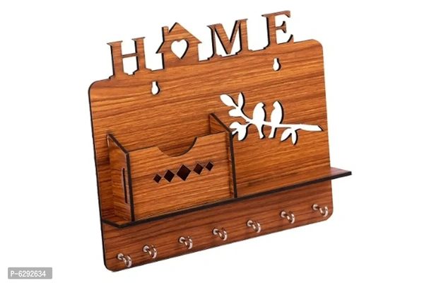 Unique Designer Wood Key Holder Office, Hall, Living Room, Bedroom, Living Room D&eacute;cor Gift, Wooden Key Holder with 7 Hooks Brown