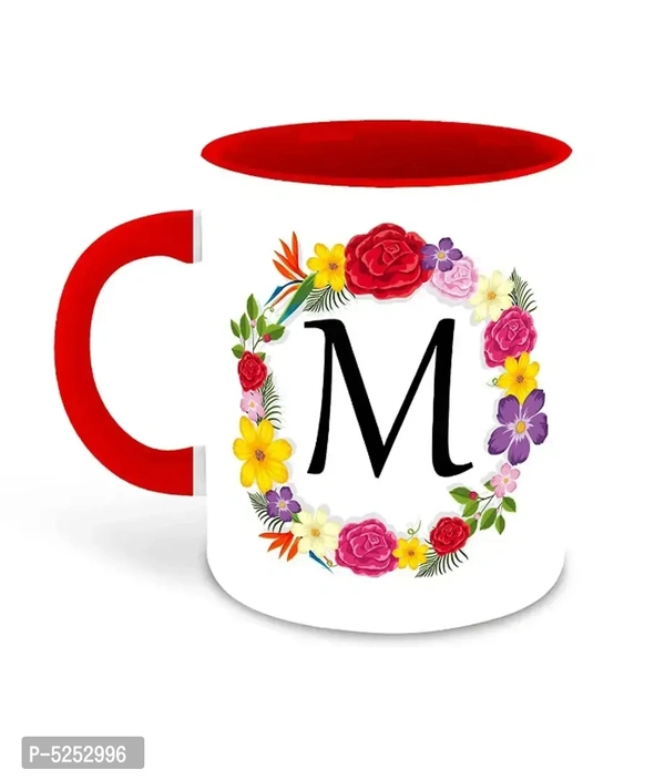 Red Coffee Mug , First Letter M