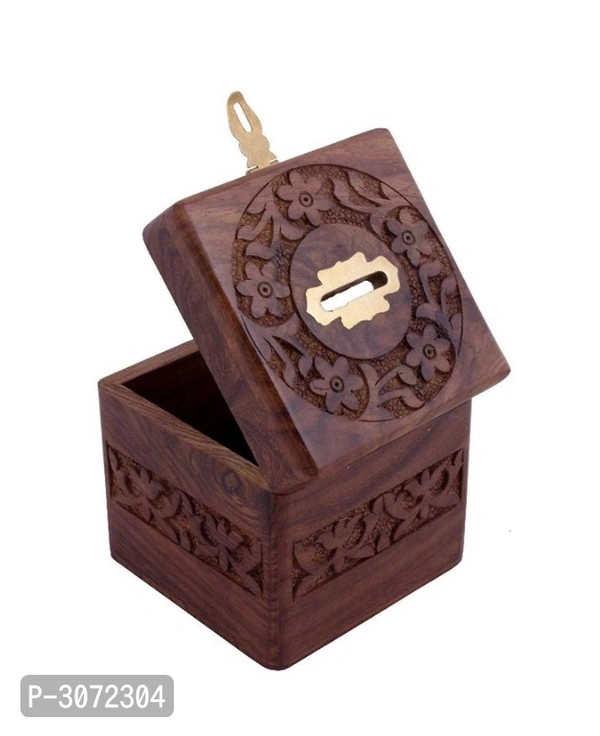 Premium Quality Wooden Money/Coin/Piggy Bank cum multiutilty box for Kids/Adults/House Wife/Grand Parents - 4 Inch