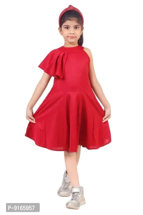 Girls Midi/Knee Length Party Dress - Red, 7-8 Years